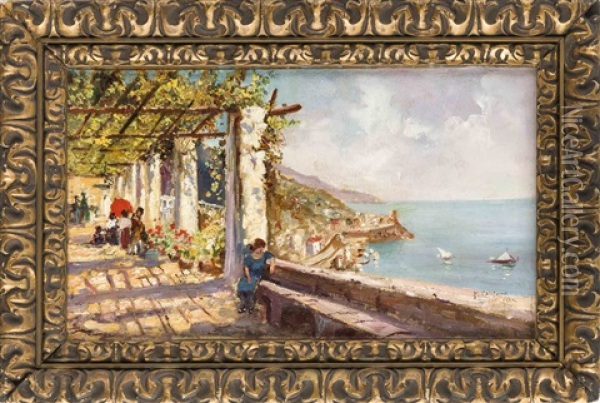 Blumenpergola Auf Capri Oil Painting - Raffaele Armando Califano-Mundo