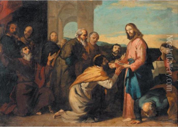 La Comunione Degli Apostoli Oil Painting - Vincenzo Camuccini