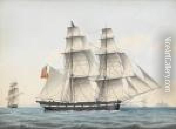 Brig Wave Of Newcastle Captain John Clark Oil Painting - Jacob Petersen