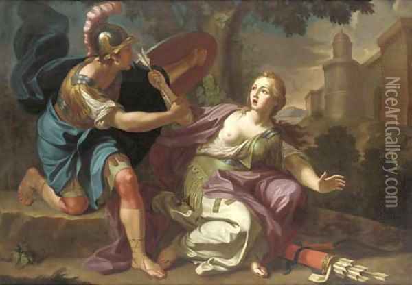 Armida restrained by Rinaldo Oil Painting - Gaetano Lapis