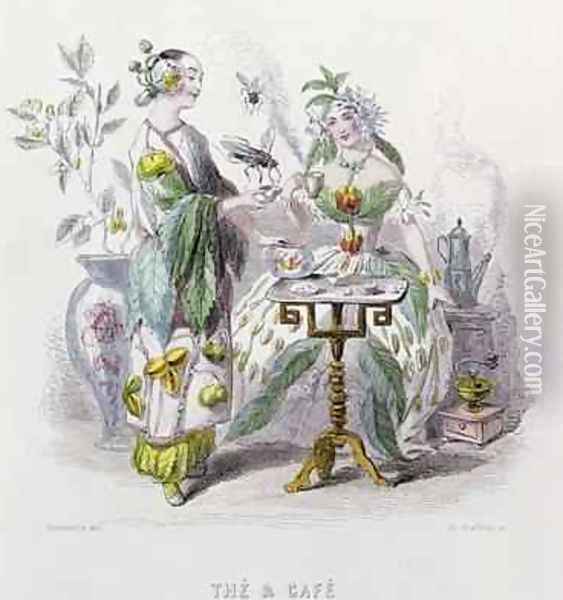 Tea and Coffee from Les Fleurs Animees Oil Painting - J. J. Grandville