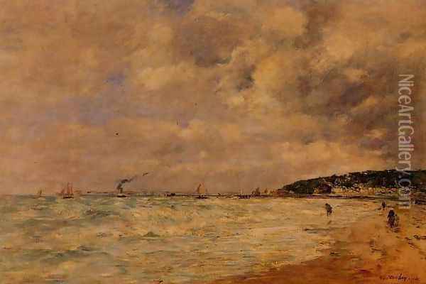 The Tourgeville Shores Oil Painting - Eugene Boudin