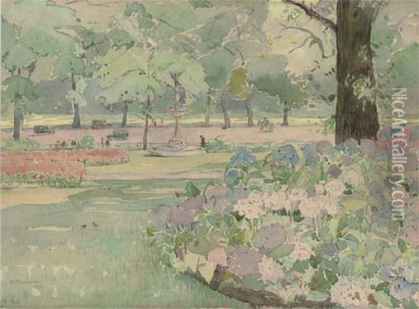 Hydrangeas In Hyde Park Oil Painting - Mary Mccrossan