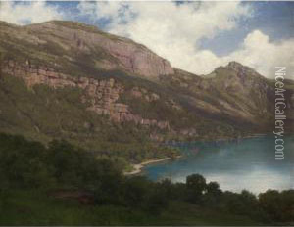 Rigirotfluh Und 
Vierwaldstattersee 1857 Rigirofluh And Lake Of 
The Four Cantons 1857 Oil Painting - Robert Zund