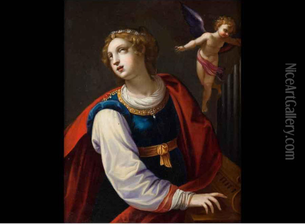 Santa Cecilia Oil Painting - Bernardino Cesari