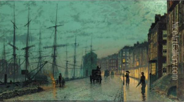On The Clyde Oil Painting - John Atkinson Grimshaw