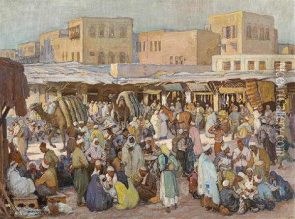 Markt In Aleppo Oil Painting - Andar Szekely von Doba