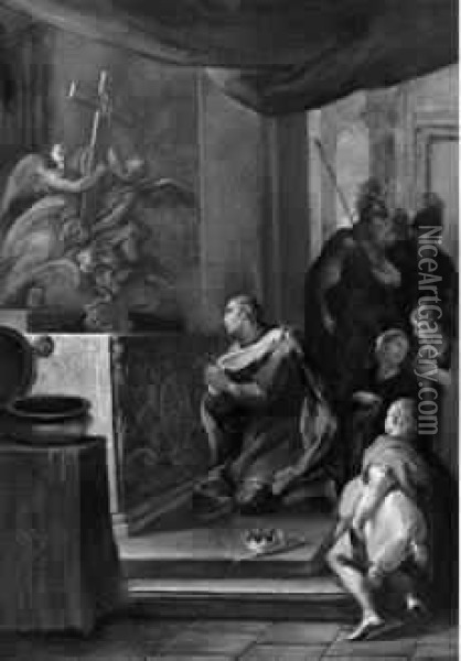 Carloman Renonce A La Couronne Oil Painting - Francesco de Mura