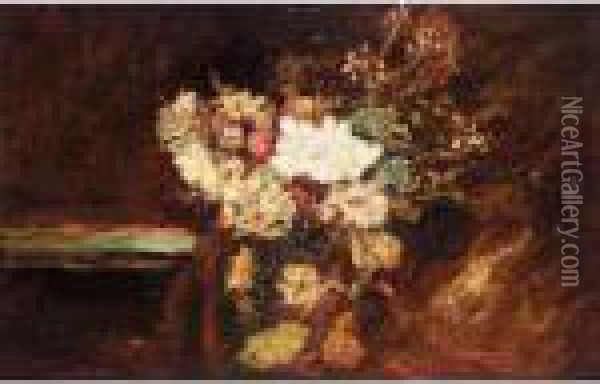Bouquet Of Flowers Oil Painting - Adolphe Joseph Th. Monticelli