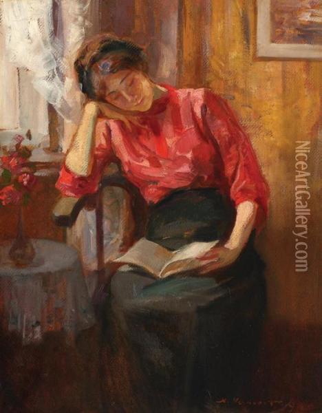 Reading Oil Painting - Nicolas Vermont