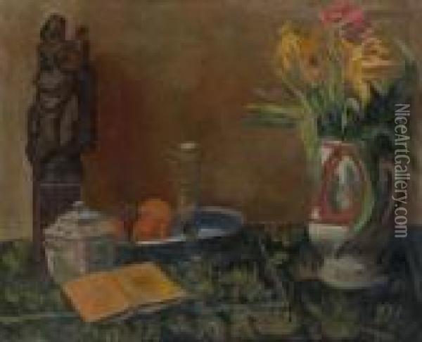 Still Life With Statue Oil Painting - Adolphe Feder