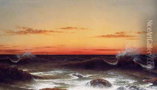 Seascape Sunset Oil Painting - Martin Johnson Heade