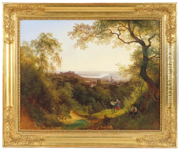 Blick Ins Donautal (?) Oil Painting - Josef Schwemminger