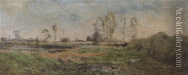 L'etang De Marceaux - L'ermitage Oil Painting - Pierre Emmanuel Eugene Damoye