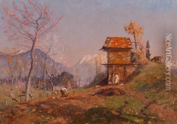 The Old Cottage Oil Painting - Sir David Murray