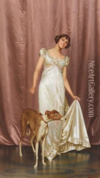 An Elegant Lady Oil Painting - Vittorio Reggianini