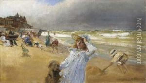 On The Beach Oil Painting - Robert Ponsonby Staples