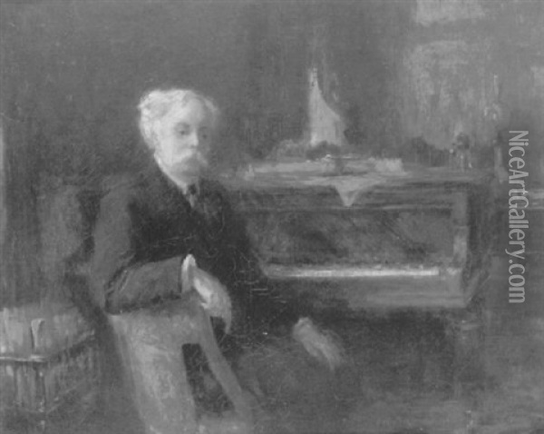 Gabriel Faure A Son Piano Oil Painting - Henri Farre