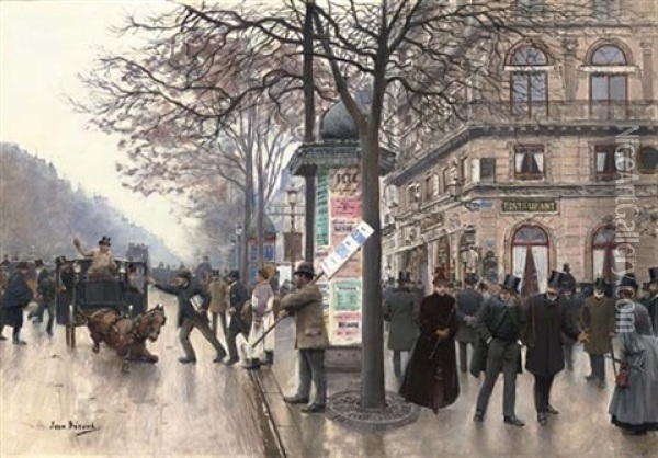 Scene De Boulevard Oil Painting - Jean Beraud
