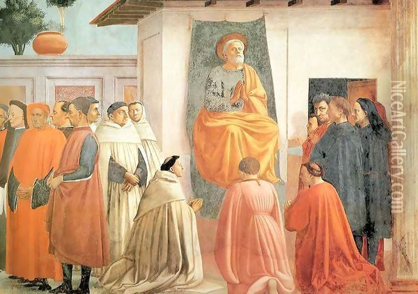 Brancacci chapel Resurrection of the son of Theophilus Oil Painting - Masaccio (Tommaso di Giovanni)
