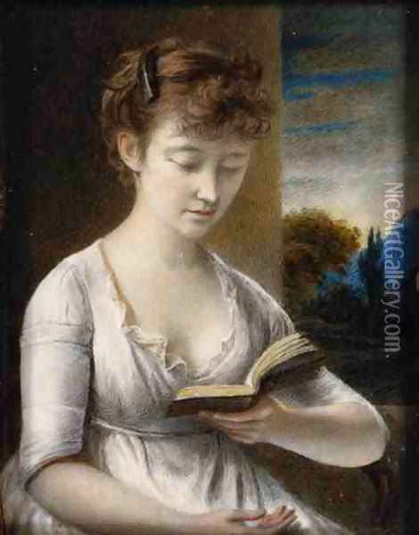 Mrs John Hazlitt Reading Oil Painting - John Hazlitt