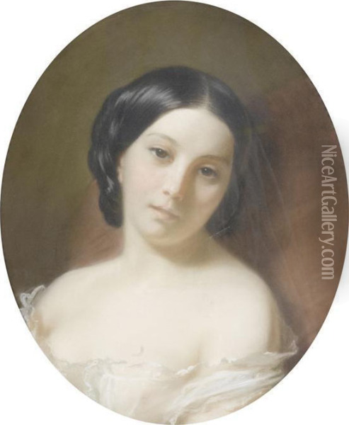 Portrait Of A Lady Oil Painting - Francis Oliver Finch