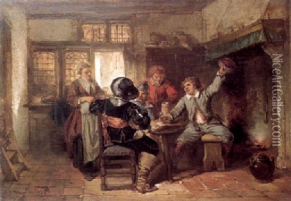 Figures In A Tavern Interior Oil Painting - Herman Frederik Carel ten Kate