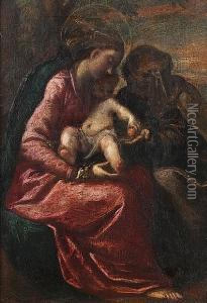 The Madonna And Child With Saint Anne Oil Painting - Ippolito Scarsella (see Scarsellino)