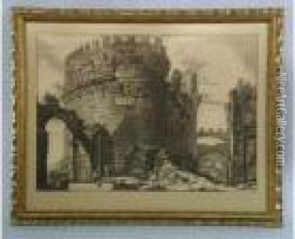 A Castle In Ruins Oil Painting - Giovanni Battista Piranesi