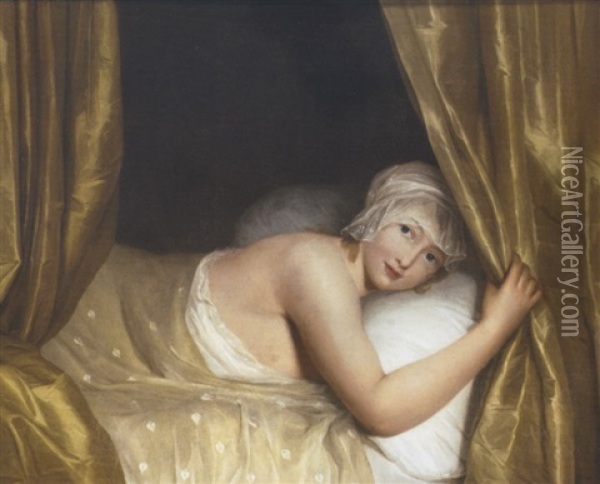 A Young Girl In Bed Oil Painting - William Jones