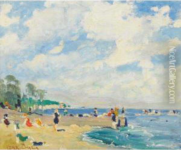 Day At The Beach (sunny-side) Oil Painting - George Arthur Kulmala