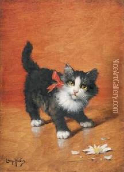 Chaton A La Paquerette Oil Painting - Leon Charles Huber