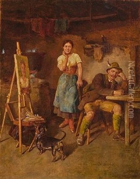 Das Modell Oil Painting - Franz Wiesenthal