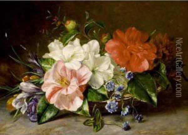 A Spray Of Flowers Oil Painting - Hendrika Wilhelmina Van Der Kellen