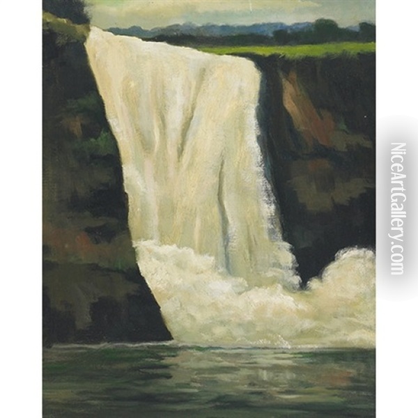 Takaca Falls, B.c. Oil Painting - John A. Hammond
