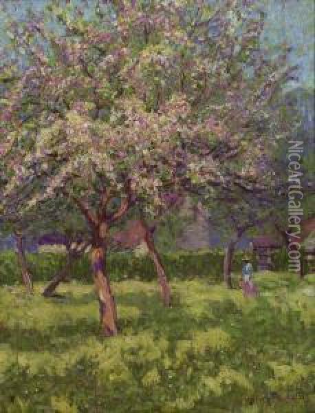 An Orchard In Bloom Oil Painting - Wynford Dewhurst