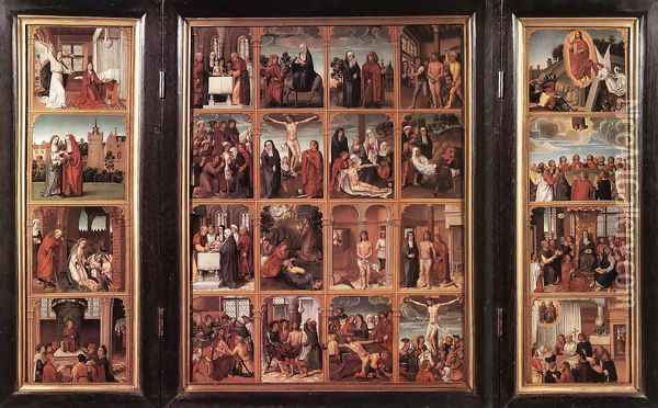 Triptych with Scenes from the Life of Christ 1500-05 Oil Painting - Flemish Unknown Masters