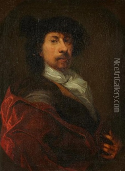 Portrait D'homme A La Maniere De Rembrandt Oil Painting - Johann (Jan) Kupetzki