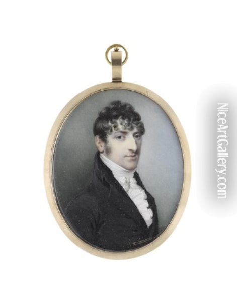 Portrait Miniature Of A Gentleman Oil Painting - John Thomas Barber Beaumont