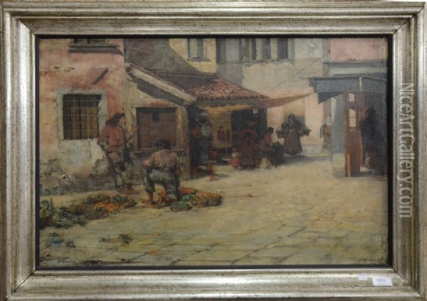 Rue De Venise Animee Oil Painting - Lievin Herremans