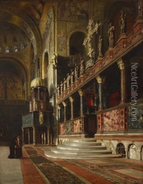 In St. Marks Oil Painting - Charles G. Dyer