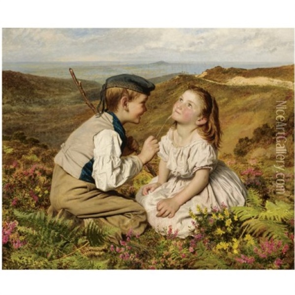 It's Touch And Go, To Laugh Or No Oil Painting - Sophie Anderson