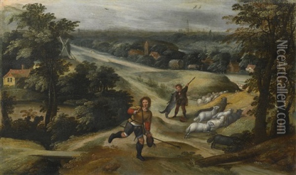 The Parable Of The Good Shepherd And The Hireling Oil Painting - Marten van Cleve the Elder