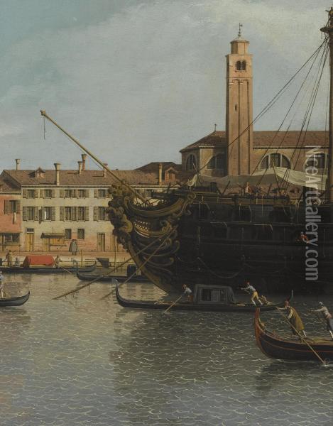 Venice, A View Of The Churches Of The Redentore Oil Painting - (Giovanni Antonio Canal) Canaletto