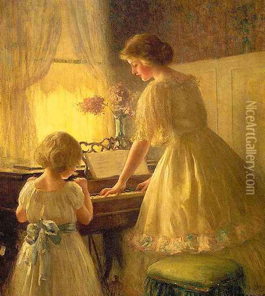 The Piano Lesson 1895 Oil Painting - Francis Day