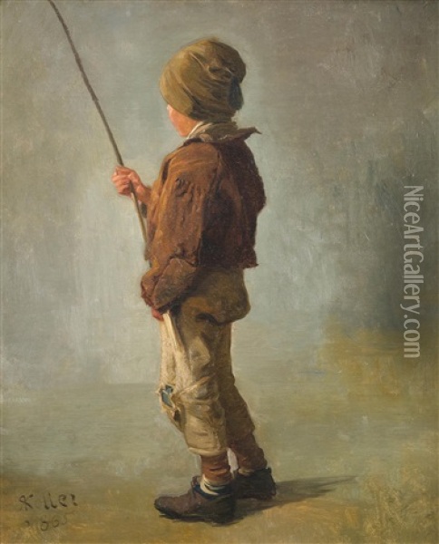 Knabe Mit Angelrute Oil Painting - Johann Rudolf Koller