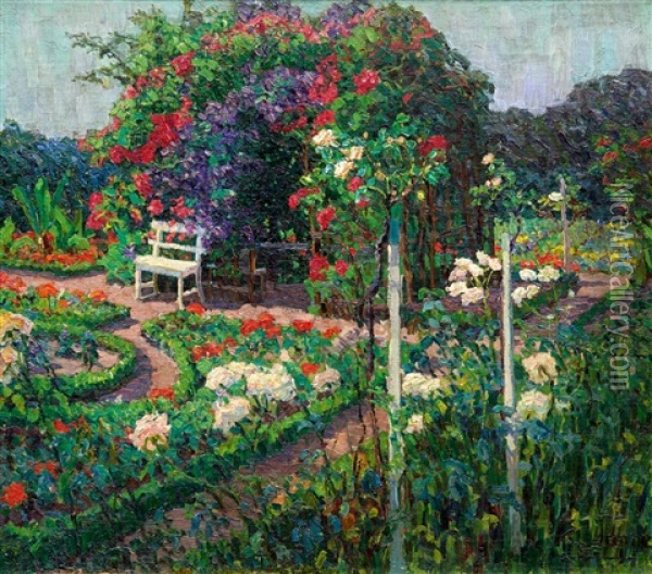 Sommerlicher Blumengarten Oil Painting - Elisabeth Tapper