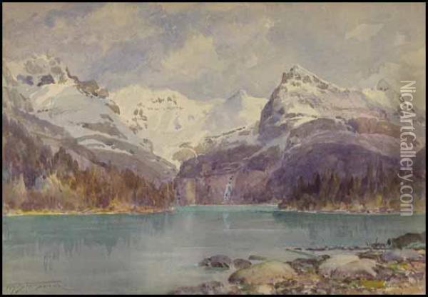 Lake In The Rockies Oil Painting - Frederic Marlett Bell-Smith