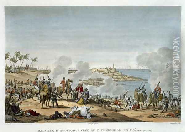 The Battle of Aboukir, 7 Thermidor, Year 7 25 July 1799 engraved by Louis Francois Couche 1782-1849 Oil Painting - Jacques Francois Joseph Swebach