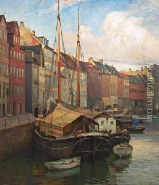 A Sunny Afternoon On Gammelstrand Oil Painting - Axel Johansen